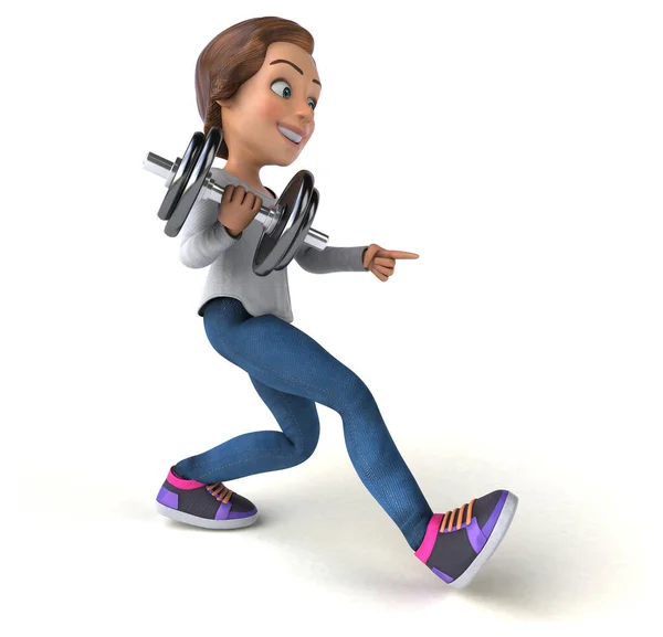 Fun Illustration Eines Cartoon Teenager Mädchen Mit Gewichten — Stockfoto