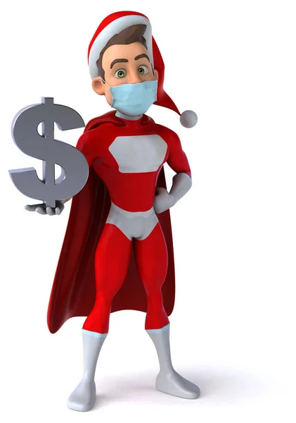Divertido Super Santa Claus Con Una Máscara Celebración Dólar —  Fotos de Stock