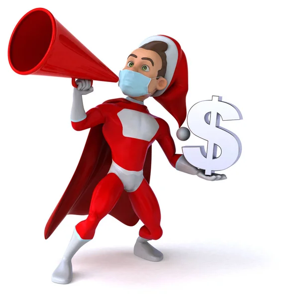 Fun Super Santa Claus Mask Holding Dollar — Stock Photo, Image