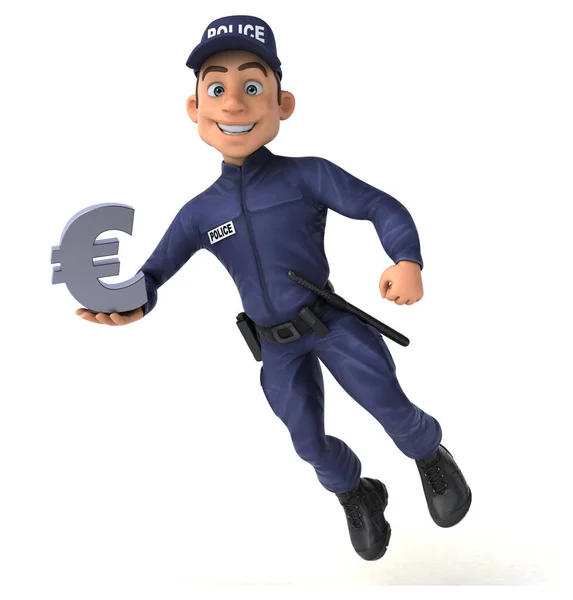 Lustige Illustration Eines Cartoon Polizisten Mit Euro — Stockfoto