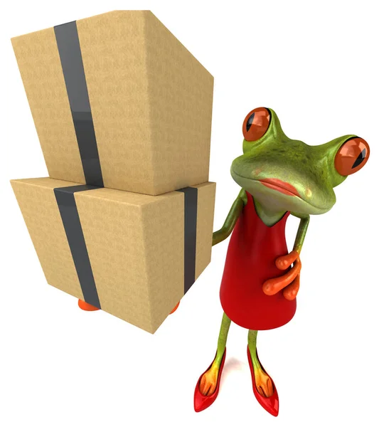 Lustiger Frosch Mit Schachteln Illustration — Stockfoto