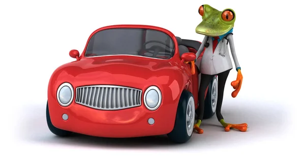 Fun Frog Car Illustration — Stock Photo, Image