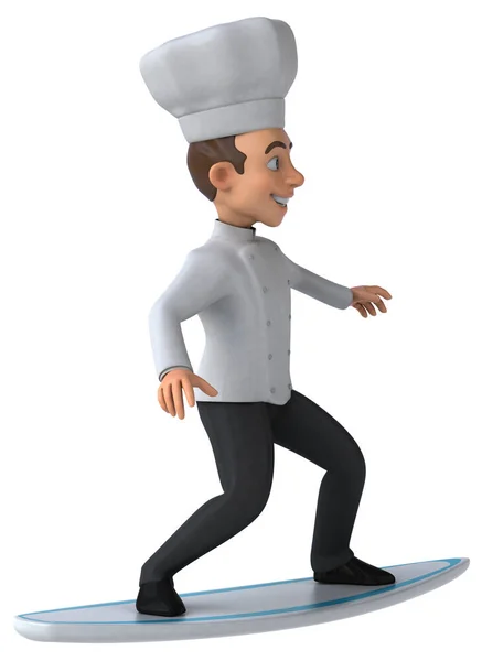 Diversão Personagem Desenho Animado Chef Surf — Fotografia de Stock