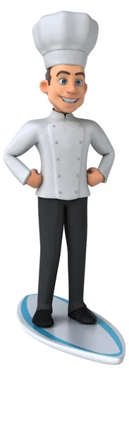 Fun Cartoon Character Chef Surfing — Stock Photo, Image