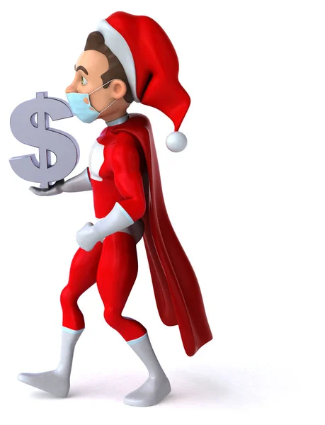 Divertido Super Santa Claus Con Una Máscara Celebración Dólar —  Fotos de Stock
