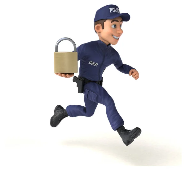 Diversión Ilustración Oficial Policía Dibujos Animados Con Reloj — Foto de Stock