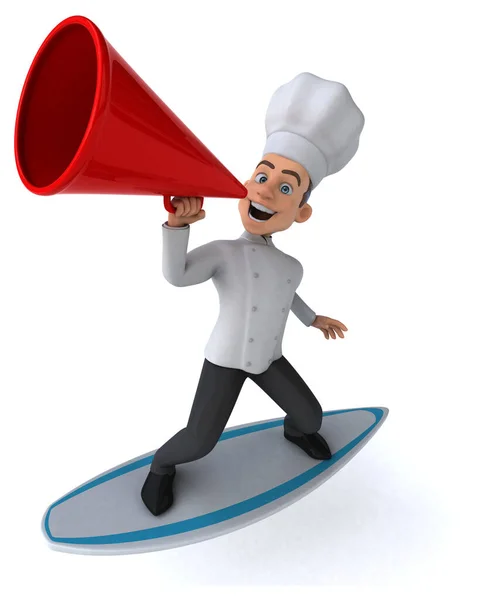 Fun Cartoon Character Chef Surfing — Stock Photo, Image