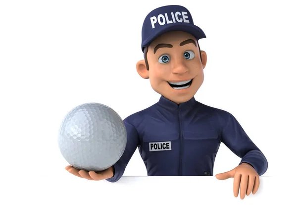 Fun Ilustrace Kresleného Policisty Míčem — Stock fotografie