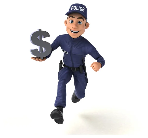 Веселая Иллюстрация Полицейского Долларом — стоковое фото