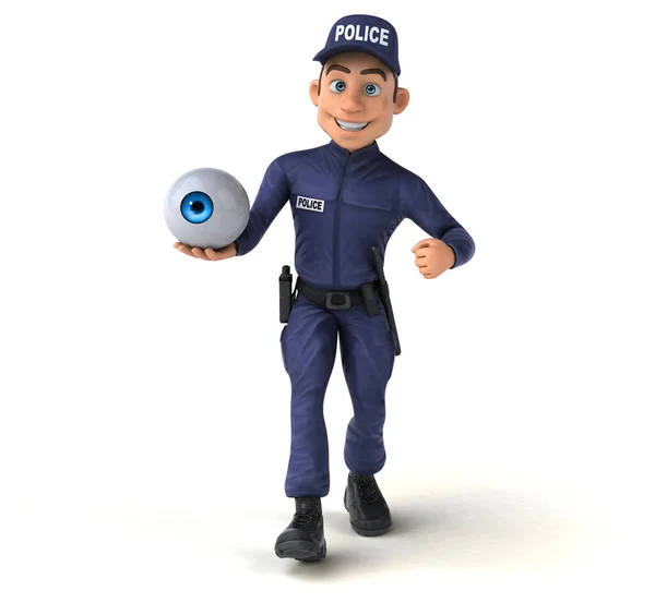 Divertente Illustrazione Agente Polizia Cartone Animato Con Occhio — Foto Stock