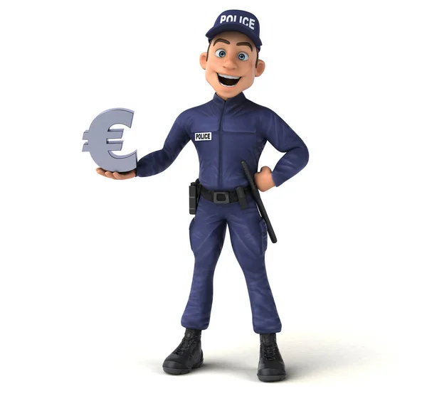 Lustige Illustration Eines Cartoon Polizisten Mit Euro — Stockfoto
