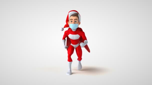 Zabawa Super Santa Claus Postać Maską Uruchomiony — Wideo stockowe