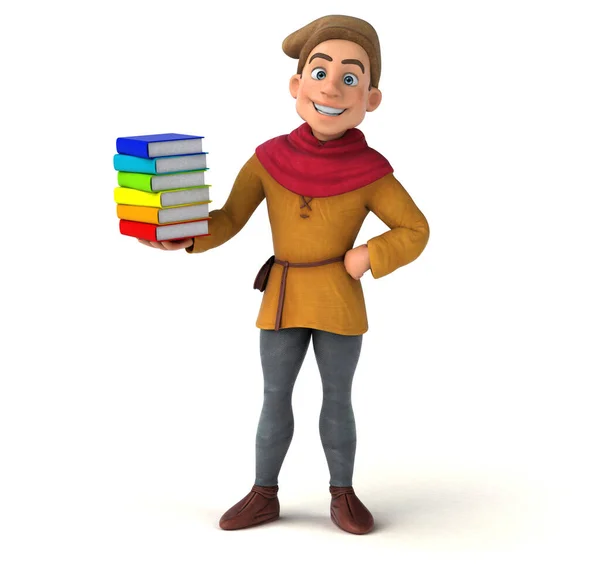 Illustration Einer Mittelalterlichen Historischen Figur Mit Büchern — Stockfoto