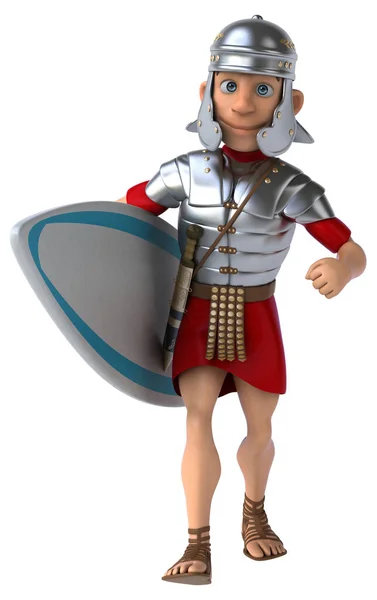 Fun Cartoon Roman Soldier Surfing Board — Stock Photo, Image