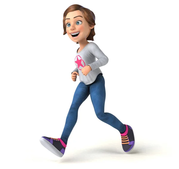 Fun Cartoon Teenage Girl White — Stock Photo, Image