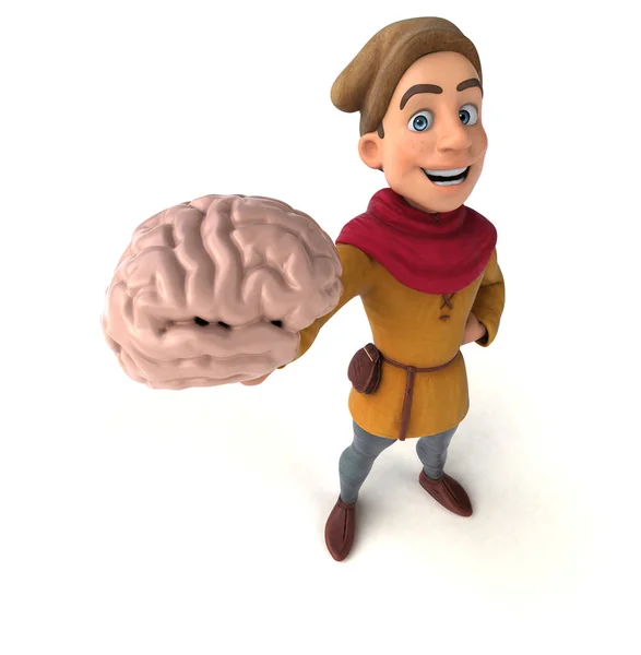 Ilustração Personagem Histórico Medieval Com Cérebro — Fotografia de Stock