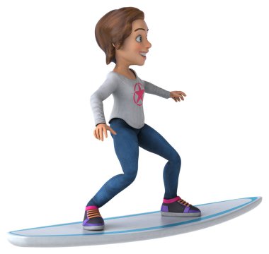 Eğlenceli 3 boyutlu çizgi film kızı.