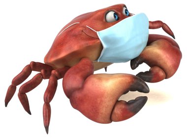 Maskeli 3 boyutlu komik karakter yengeci.