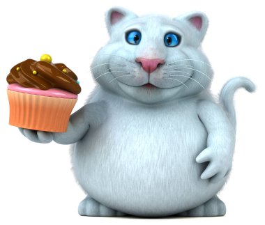 Pastalı eğlenceli kedi - 3D Görüntü