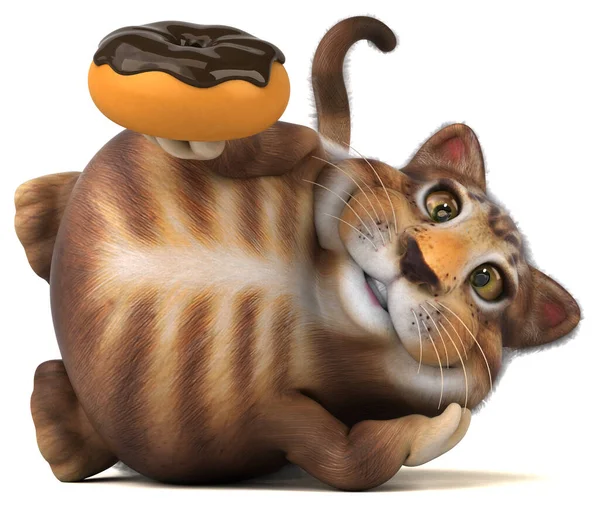 Leuke Kat Met Donut Illustratie — Stockfoto