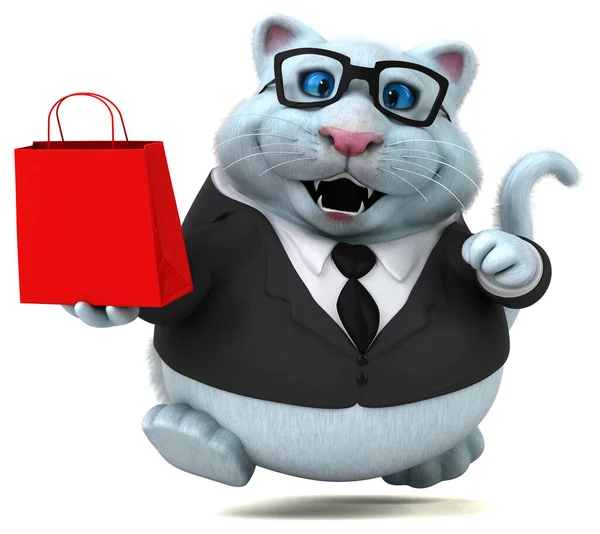 Gato Divertido Con Bolsa Ilustración —  Fotos de Stock