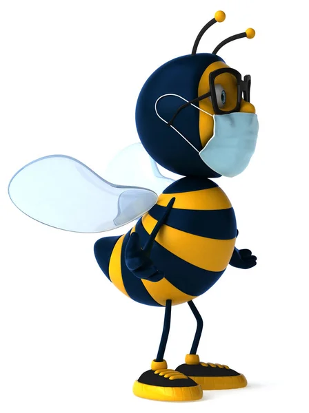 Illustration Une Abeille Dessin Animé Avec Masque — Photo