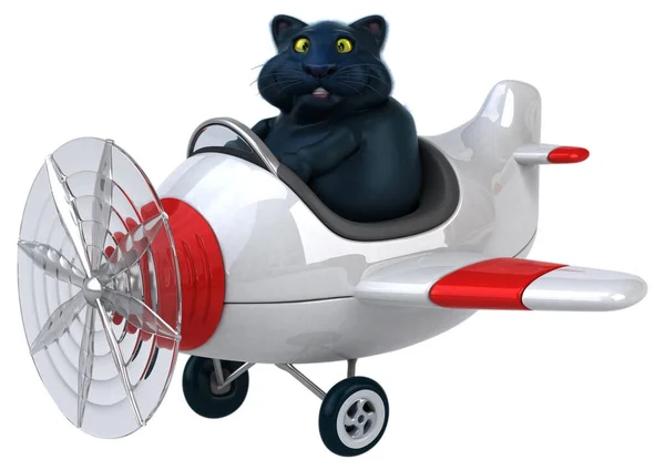 Gato Divertido Avión Ilustración — Foto de Stock