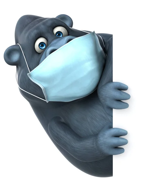 Diversão Personagem Desenho Animado Gorila Com Uma Máscara — Fotografia de Stock