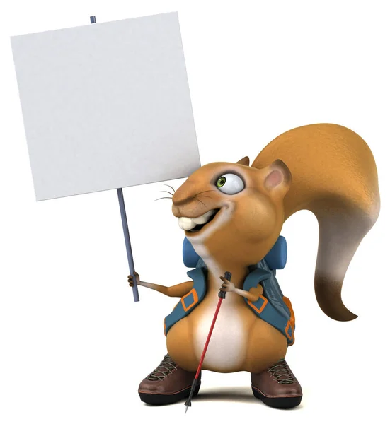 Fun Squirrel Backpacker Cartoon Character — Stock Photo, Image