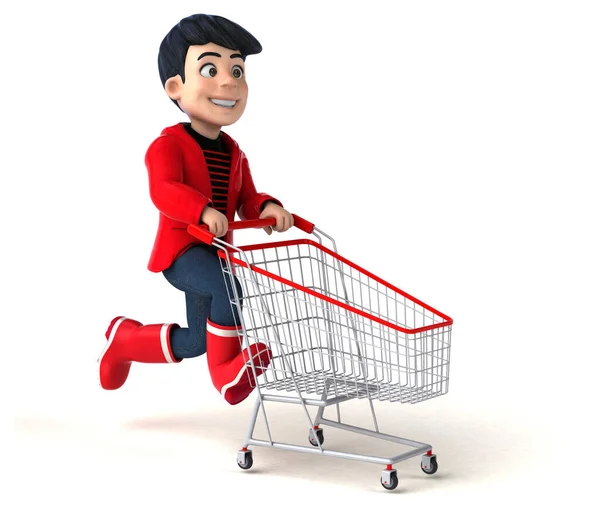 楽しい3D漫画10代の男の子のショッピング — ストック写真
