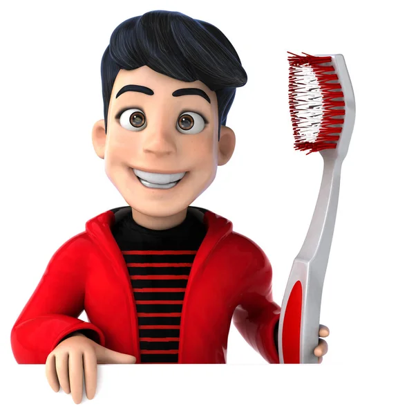 Fun Cartoon Teenage Boy Toothbrush Toothbrush — Stock Photo, Image