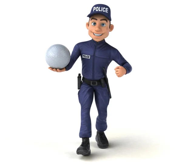 Ilustração Divertida Policial Desenhos Animados Com Bola — Fotografia de Stock