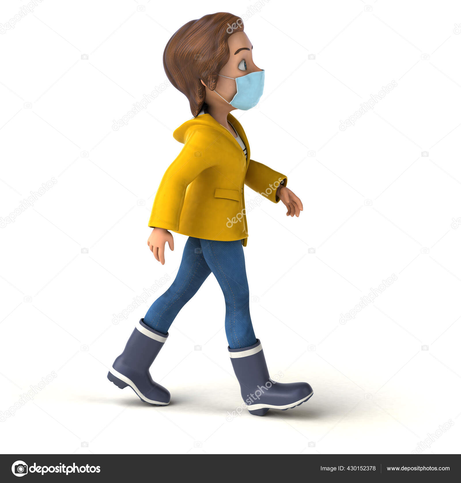 Lucu Kartun Gadis Remaja Dengan Topeng Stok Foto Julos 430152378