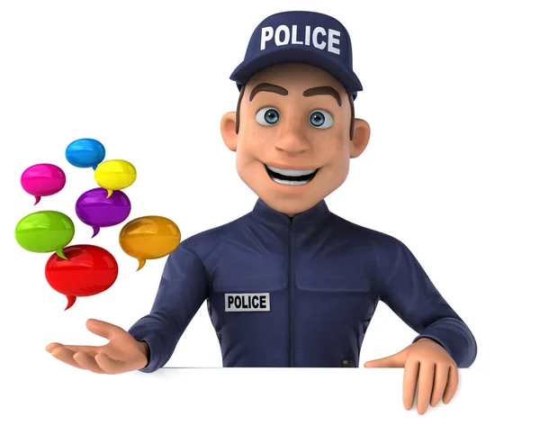 Diversión Ilustración Oficial Policía Dibujos Animados Con Burbujas — Foto de Stock