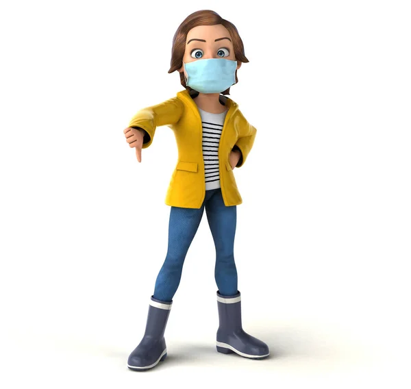 Fun 3D cartoon teenage girl with mask