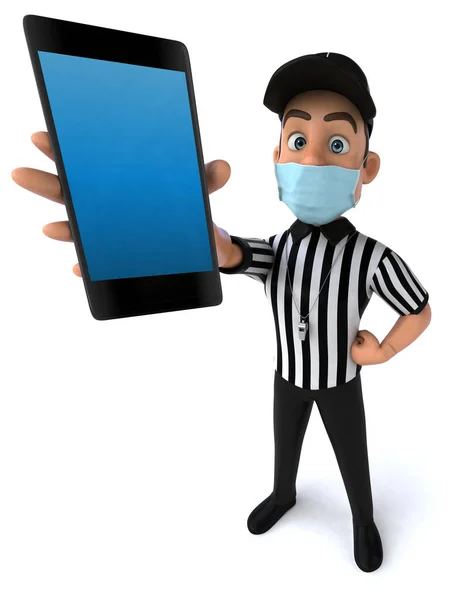 Fun Illustration American Referee Mask Smartphone — Stock Photo, Image