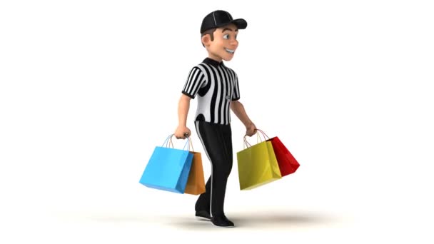 Amusant Animation Personnage Dessin Animé Arbitre Américain Shopping — Video