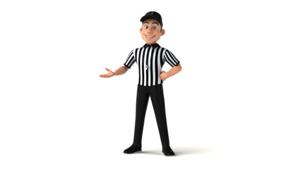 Fun Animation American Referee Cartoon Character Showing Something — Stock Video