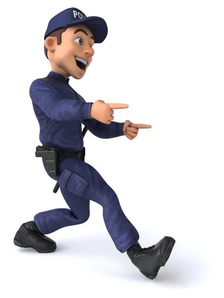 Забавная Иллюстрация Мультфильма Офицер Полиции Указывающий — стоковое фото