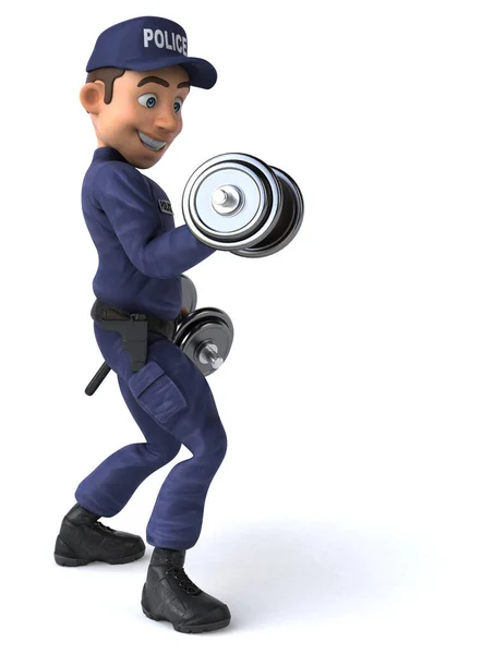 重みを持つ漫画警察官の楽しい3Dイラスト — ストック写真