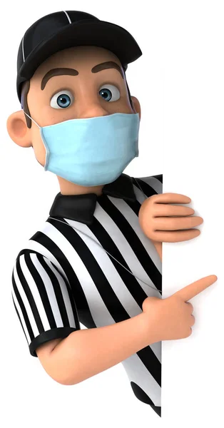 Fun Illustration American Referee Cartoon Character Mask — Stock Photo, Image