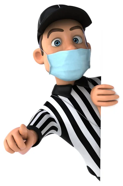 Fun Illustration American Referee Cartoon Character Mask — Stock Photo, Image