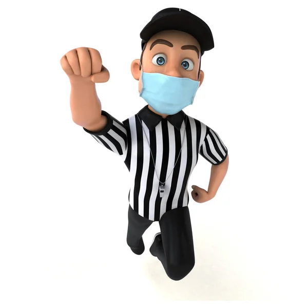 Kul Illustration Amerikansk Referee Tecknad Karaktär Med Mask — Stockfoto