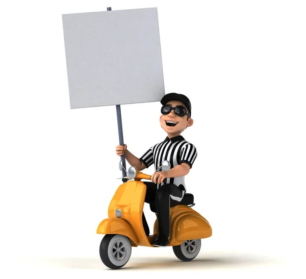 Fun Illustration American Referee Cartoon Character Scooter — Stock Photo, Image