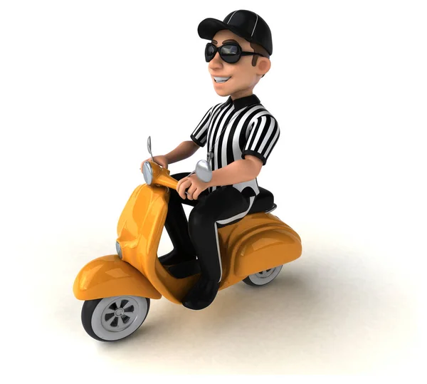 Fun Illustration American Referee Cartoon Character Scooter — 스톡 사진