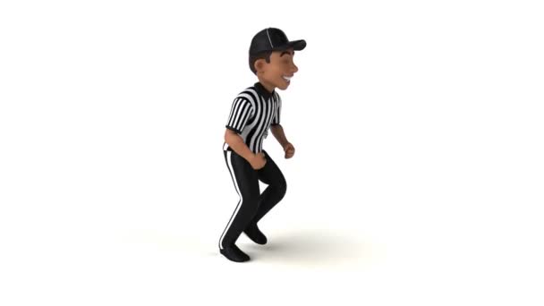 Fun Animation American Referee Cartoon Character Running — Stock Video