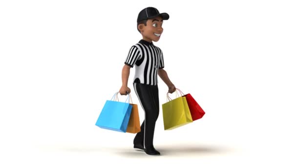 Amusant Animation Personnage Dessin Animé Arbitre Américain Shopping — Video