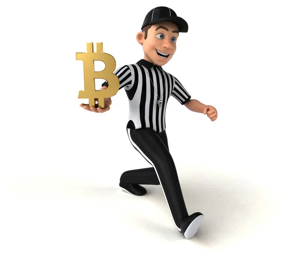 Fun Illustration American Referee Bitcoin — Stock Photo, Image