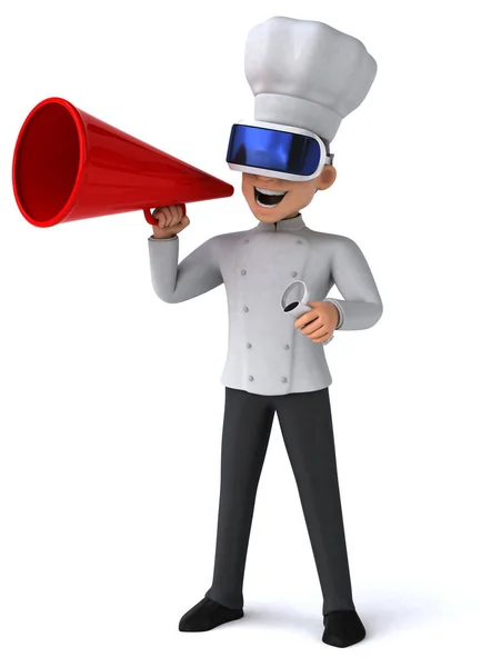 Leuke Illustratie Van Een Chef Kok Stripfiguur Met Een Helm — Stockfoto