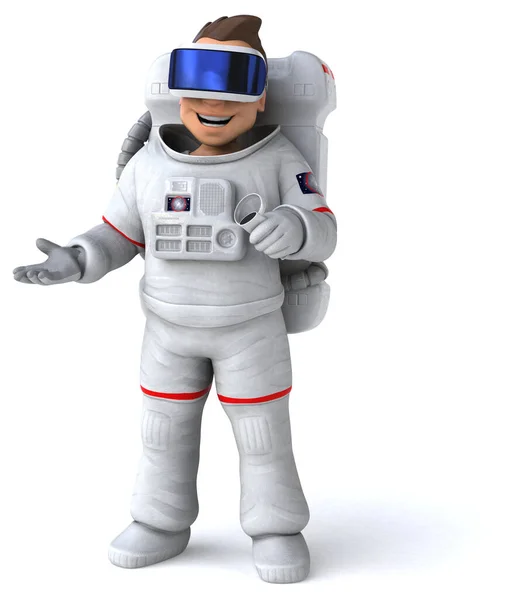 Ilustração Divertida Personagem Desenho Animado Astronauta Com Capacete — Fotografia de Stock